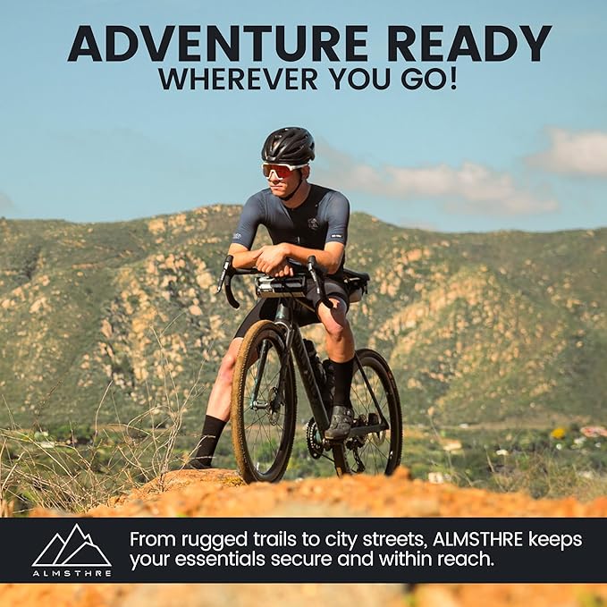 Signature Bar Bag – Sterling Silver | Hard-Shell Bike Handlebar Bag with Waterproof Zippers & Adjustable Straps | Lightweight Bicycle Handlebar Bag, Compatible with Road, Gravel & MTB Bikes