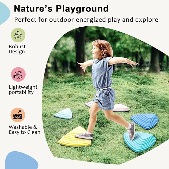 Stepping Stones for Kids Non-Slip Balance River Stones Toys Promoting Children's Coordination Skills Obstacle Courses Sensory Toys for Toddlers Indoor & Outdoor
