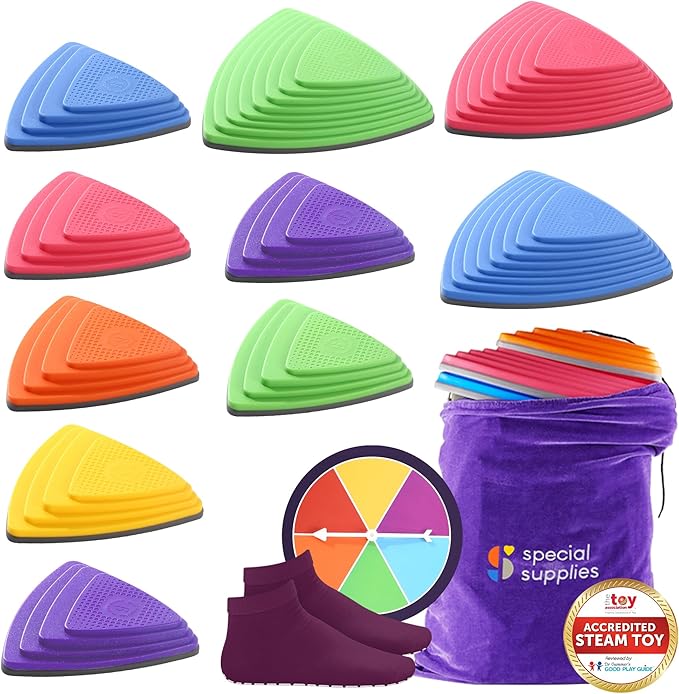 Special Supplies 10 Stepping Stones for Kids Indoor and Outdoor Balance Blocks Promote Coordination, Balance Strength Child Safe Rubber, Non-Slip Edging