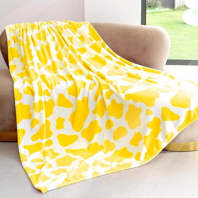 Fleece Blanket Soft Cozy Yellow Throw Blanket 50"x60" Lightweight Decorative Blanket for Couch Bed Yellow Gifts for Teens Girls Women Birthday