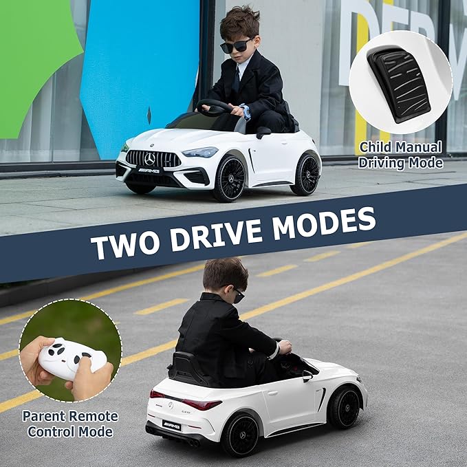 Licensed Mercedes-Benz Kids Electric Car by TOBBI, Toddlers Ride On Toy, Battey-Powered Vehicle with Parental Remote Control/Soft Start/3 Speeds/Horn & LED for Children Ages 3-6 Years-White