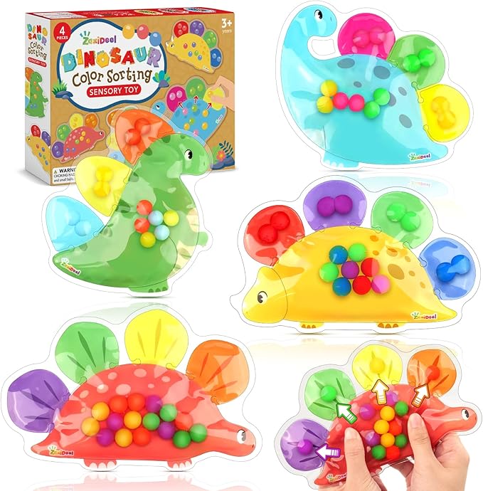 ZaxiDeel Dinosaur Sensory Toys for Toddler Kids : Easter Basket Stuffers Gift Quiet Fidget for Classroom, Montessori Preschool Learning Activities Calm Down Travel Toys for Kids Ages 3 4 5