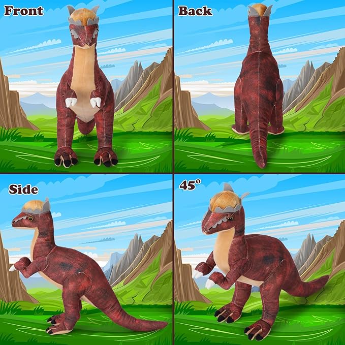 Pachycephalosaurus Plush Toy, 17" Dinosaur Stuffed Animal Throw Plushie Pillow Doll, Soft Blue Fluffy Friend Hugging Cushion - Present for Every Age & Occasion