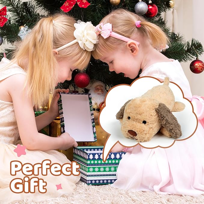 Puffpals Weighted Plush, Cute Labrador Weighted Stuffed Animal with Beads, Soft Sensory Plush Pillow Toy for Kids & Adults(13in, 1.6lbs)