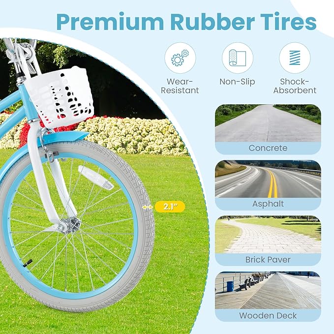 COSTWAY Kids Bike, 12 14 16 18 Inch Toddler Bike Children Bicycle w/Training Wheels, Hand & Coaster Brakes, Adjustable Saddle & Handlebar, Basket, Bell, Kids Bicycle for Girls Boys Aged 3-8 Years Old