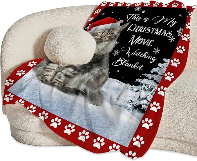 Cat Blanket Cat Lover Gifts Christmas Throw Blankets for Girls Boys Women Men Plush Cozy Flannel Fleece Ultra Soft Fuzzy Party Blanket for Bed Couch Sofa 60"X50"