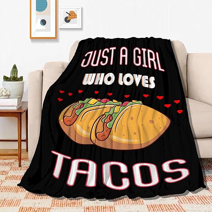 Tacos Blanket Just A Girl Who Loves Tacos Best Gift for Women Super Soft Cozy Lightweight Summer Quilt Perfect for Bed Sofa-50"x40" Small for Kids