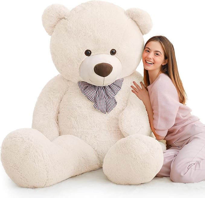 MaoGoLan Giant White Teddy Bear Stuffed Animal 6 Feet,Soft Cuddly Smiling Face Big Life Size Valentines Teddy Bear Plush Gift for Boyfriend Girlfriend,Brithday