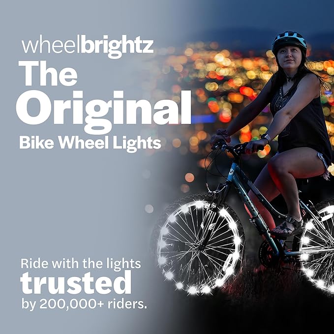 Brightz WheelBrightz LED Bike Wheel Lights - 2025 Edition with Superior Straps & LED-Weatherproof Shield! 14 Colors - Unmatched Durability, Visibility & 48+ Hours of Dazzling Illumination