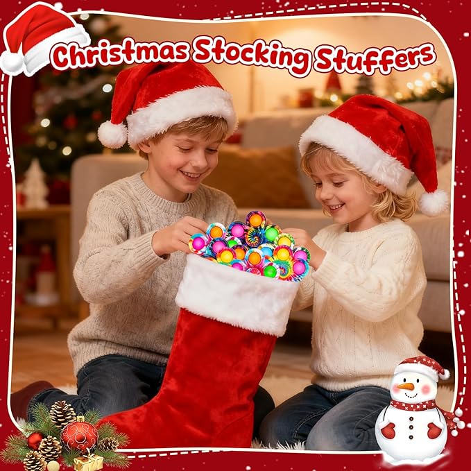 12 Pack Fidget Spinners for Kids Adults Christmas Party Favors, Pop Fidget Toys Bulk for Stress Anxiety ADHD Relief, Party Gifts Stocking Stuffers for Kids Treasure Box Toys for Classroom Prizes