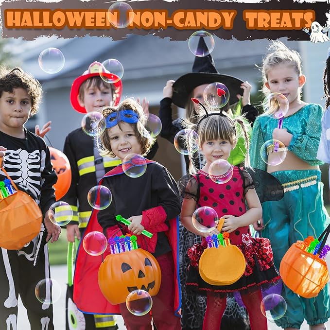 Halloween Toys Gifts Bulk for Kids 64 Pack,Halloween Mini Bubble Wands Party Favors for Toddlers,Boo Basket Pinata Goodie Bag Stuffers Fillers,Bulk Birthday Supplies Classroom Prizes Treat for Student
