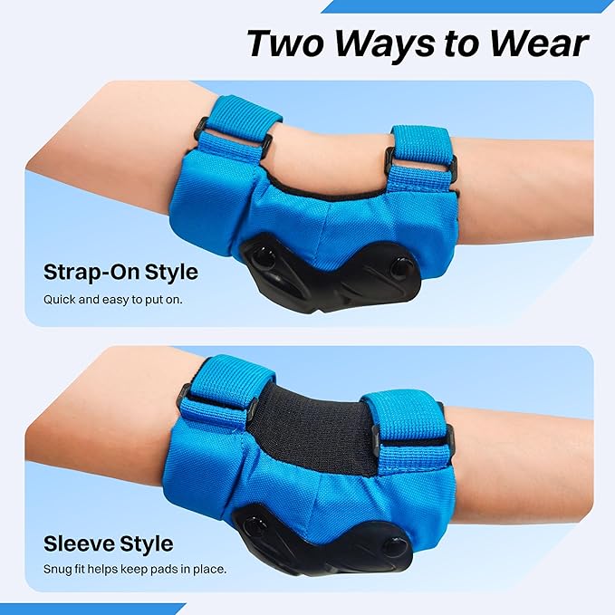 ZIFFY Knee Pads for Kids, Adjustable Knee and Elbow Pads Set with Wrist Guard, Protective Gear for Boys Girls Skateboard Roller Skating Cycling Bike – 2 Sizes, 4 Colors by Jova