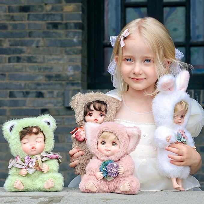 Reborn Baby Doll 10 Inch – Lifelike Full Vinyl Girl in Cozy Brown Bear Outfit – Comfort Collectible Doll Gift for Girls