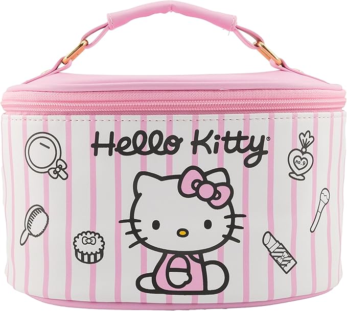 Sanrio Hello Kitty Makeup Bag – Makeup Organizer, Travel Toiletry Bag for Women & Girls | Cute Cosmetic Bag, Train Case for Kids, Travel Bag, Toiletry Bag for Women, Make up Storage | Ages 3+