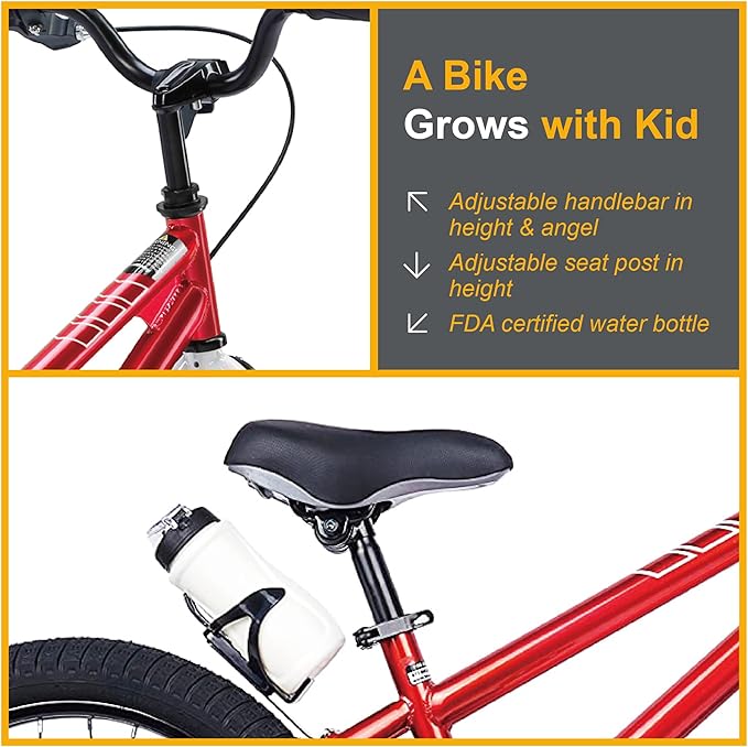 RoyalBaby Kids Bike EZ Freestyle Training Free Balance to Pedal Easy Learning Bicycle, 12-18 Inch for Toddlers to Big Kids
