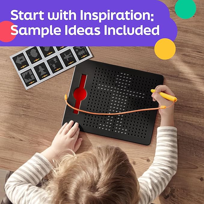 Magnetic Drawing Board for Toddlers & Kids - Toddler Doodle & Sketch Toys, Includes Magnet Stylus Pen and Beads for Girls & Boys, Travel & Car Ride Activities