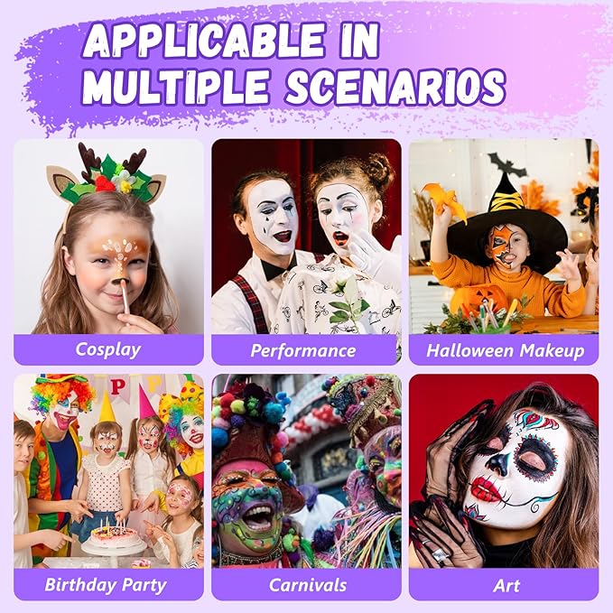54 Colors Face Painting Kit for Kids,18 Colors Split Cake Water Activated Face Paint Palette, Body Paint for Adults, Non Toxic Makeup Professional for Halloween,Christmas,Cosplay,Parties, Birthdays