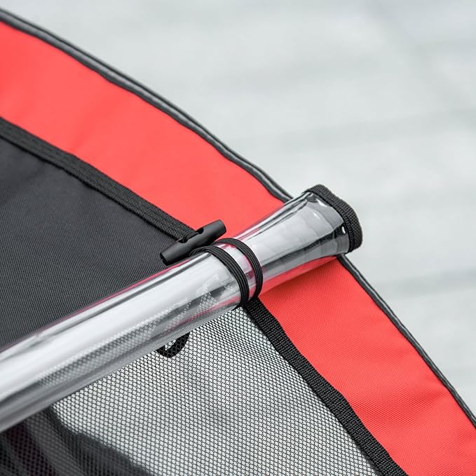 Aosom 3-in-1 Walk/Jog/Ride Child Baby Bike Trailer for Kids 2 Seater, High-Visibility Bike Stroller for Toddler Wagon, Weather-Strong Double Bicycle Trailer Accessory for Kids