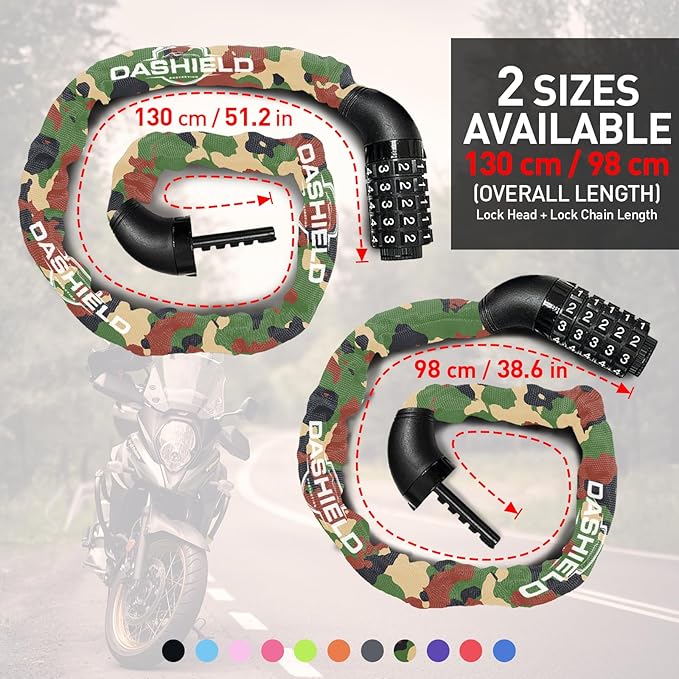 Bike Chain Lock Security 5 Digit Resettable Combination, 38.6 inches Heavy Duty Anti Theft Lock Chain for Bicycle, Motocycle, Scooter, Gate, Fence (Camo, 3.2ft)