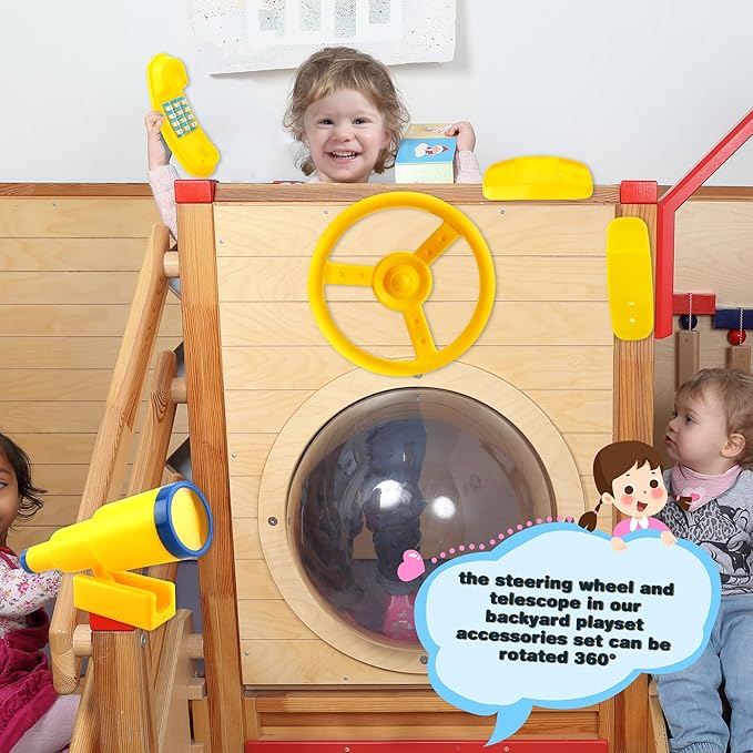 Playground Accessories Swingset Steering Wheel Plastic Telescope Telephone Swingset Phone Toy for Kids Outdoor Playground Backyard Treehouse