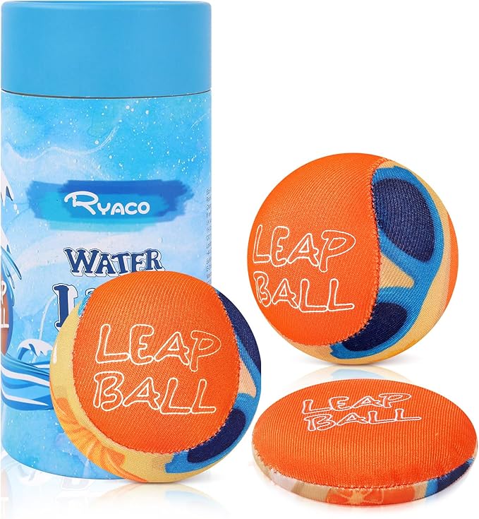 Ryaco Leap Ball Water Skipping Pool Balls - 3 Pack Bouncing Beach for All Ages - Extreme Bathing Fun with Your Friends & Family at The Beach, Pool, River or Lake