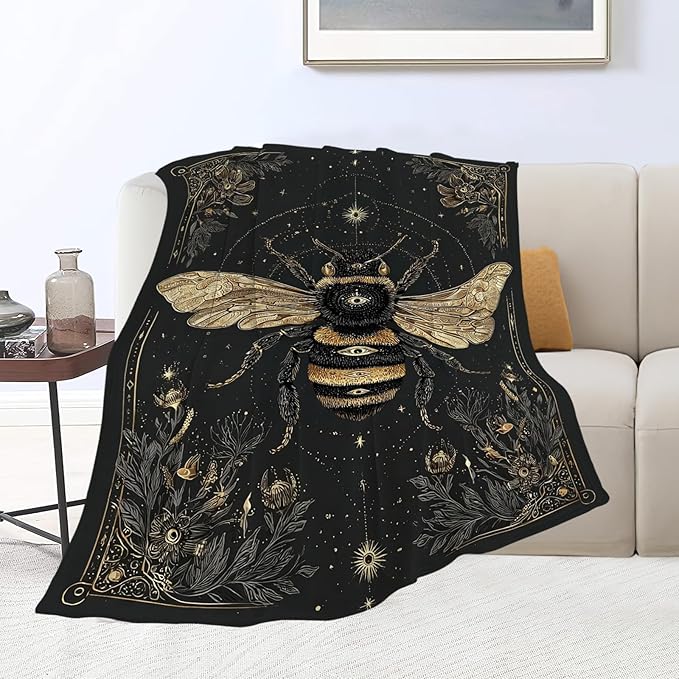 Bee Blanket Bumblebee Animal Throw Blankets Gifts for Girls Boys Kids Bee Lover Soft Cozy Fleece Plush for Couch Sofa Bed 60"x50"