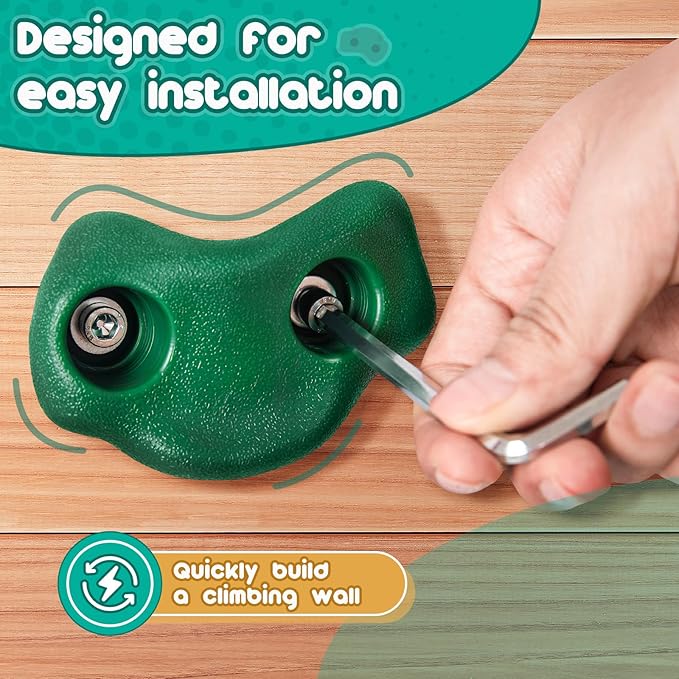 CMOOD Rock Climbing Holds, Rock Climbing Wall for Kids Rock Wall Climbing Kit for Indoor Outdoor Playground Play Set with Mounting Screws, Knotted Rope and 25 Handles