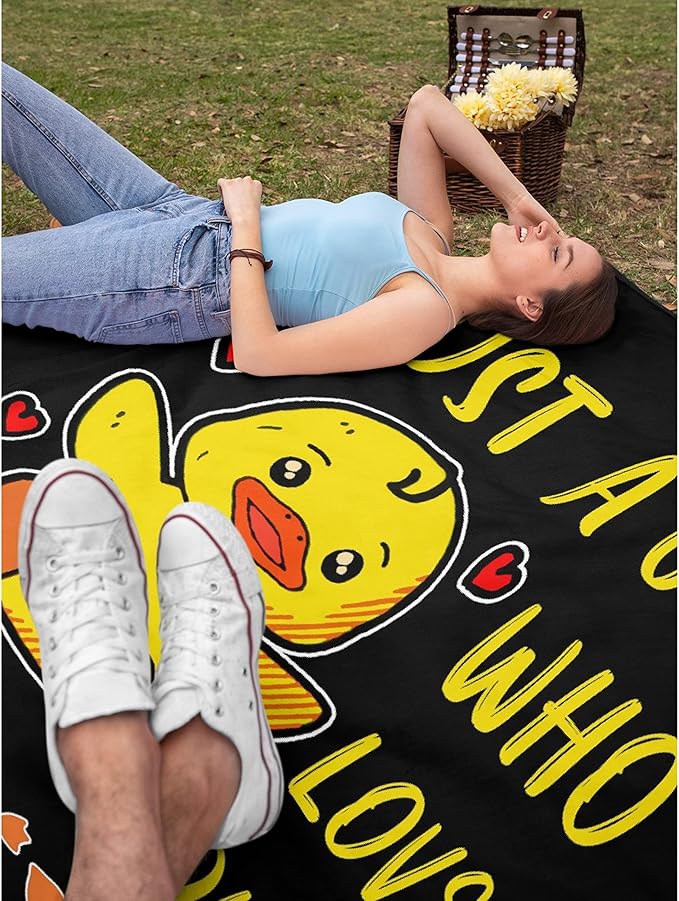 Girl Loves Ducks Custom Throw Blanket with Your Text Personalized Blankets Best Gifts for Family, Friends 120"x90" Extra Large for Family
