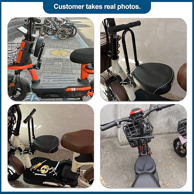 Thicken Front Child Bike Seat,Foldable Front Mounted Kids Bike Seat for City Bicycles Hybrid Cruiser Bicycles Pedal Scooter Motorcycle Bicycles