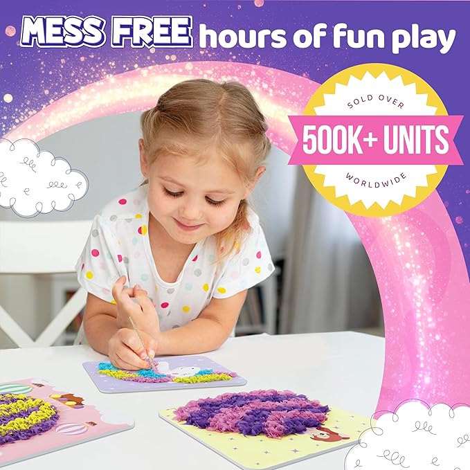 jackinthebox Poke Poke Art – Magical Theme, Mess-Free Fabric Art and Craft, Flower Pressing Kits, Gift for Kids, Girl Gifts, DIY Activity Boy Gift, Toys for Girls and Boys Ages 4 5 6 7 8