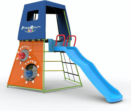 Explorer Adventure Climbing Fort with Platform, Playground Slide and Play Tent, Outdoor Jungle Gym for Backyard, Kids Ages 3-10 (8631)