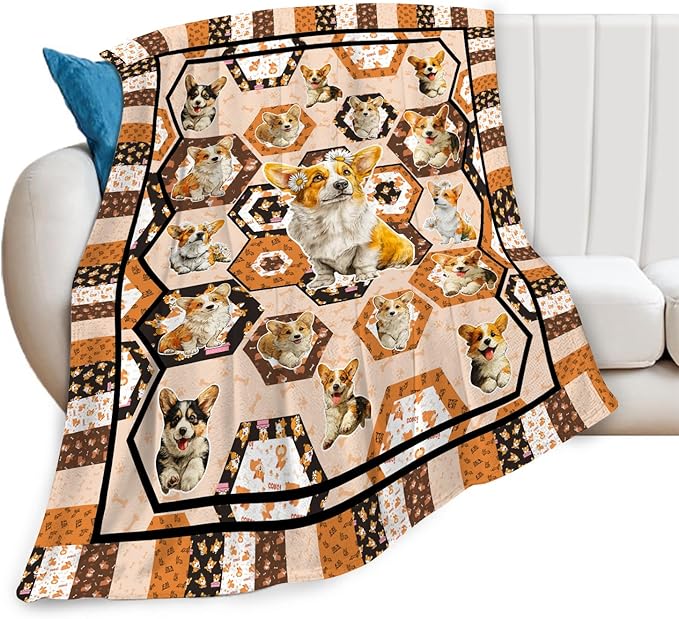 Corgi Throw Blanket Corgi Puppy Stuff Gifts for Dog Lover Kids Girls Boys Adults Women Men Soft Cozy Warm Plush Fluffy Fuzzy Fleece Blanket Decor 50''X60''