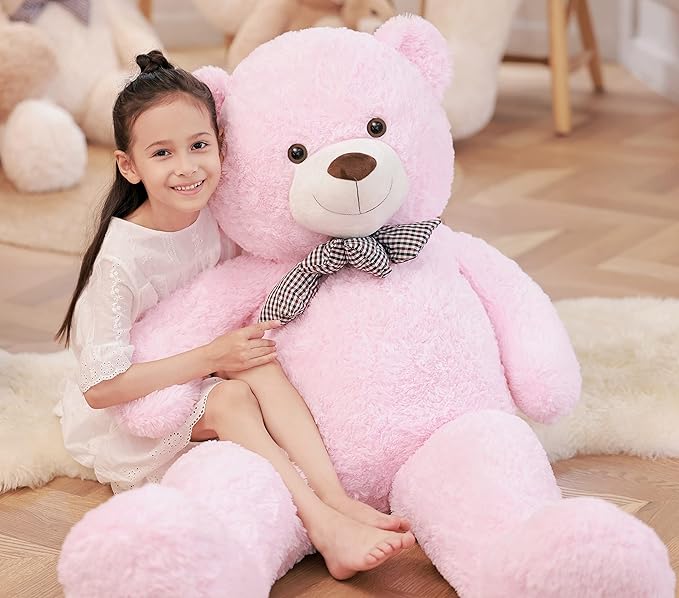 Poutmac Big Teddy Bear 55" Giant Pink Soft Stuffed Animals Cute Plush Toy for Girlfriend Women Kids for Valentine's Christmas Birthday