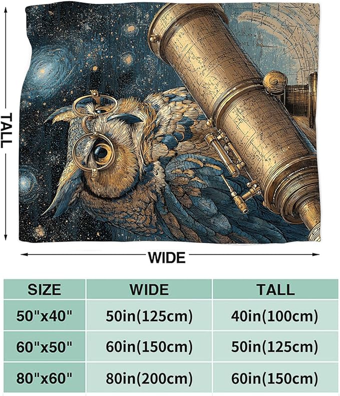 Owl Throw Blanket Ultra Soft Owl Starry Sky Flannel Blanket Lightweight Cozy Print Blankets Gift for Women and Men Couch Sofa Bed 60" x 50"