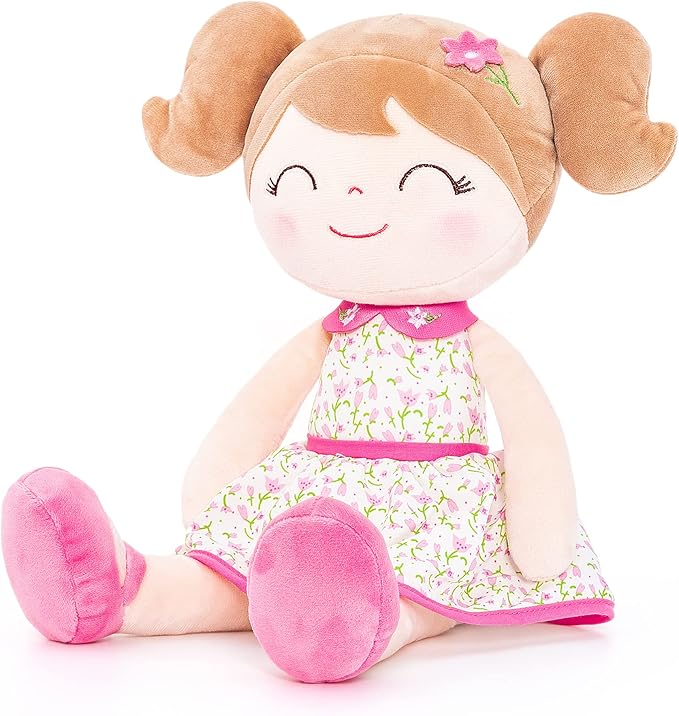 Gloveleya Baby Girl Gift – Strawberry Pink Plush Doll with Gift Box, Soft First Baby Doll for Toddler Girls, Birthday Present, Baby Shower & Holiday Keepsake