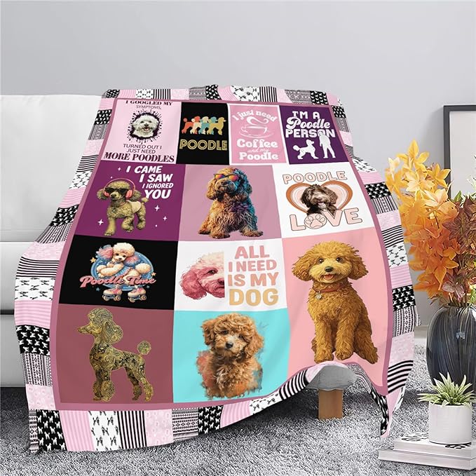 Poodle Throw Blanket Poodle Puppy Stuff Gifts for Dog Lover Kids Girls Boys Adults Women Men Soft Cozy Warm Plush Fluffy Fuzzy Fleece Blanket Decor 40''X50''