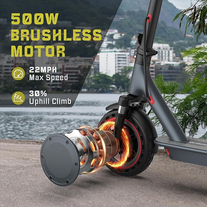 E Scooter for Adults 19-22 MPH 350/500W Motor 281/441Wh Battery,8.5"/10" Tires,Motorized Scooter Up to 22 Miles Range, Foldable Scooter with Double Shock Absorption/Bearing 265 LBS/APP Control