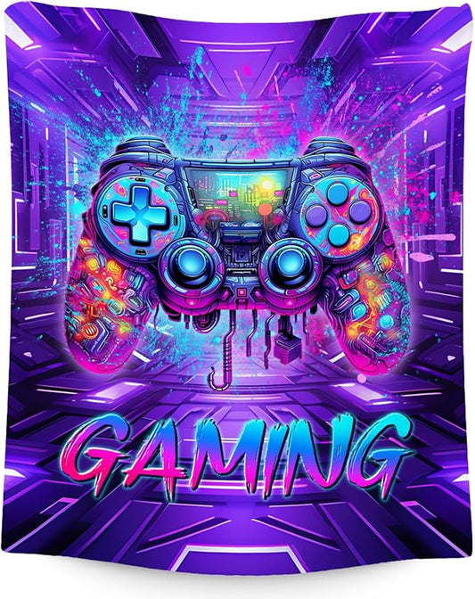 Gaming Throw Blanket, Gamer Gifts for Boys Teen Adults, Game Blankets Kids Room Decor Gift for Son, 60"x80" Cool Soft Cozy Throws for Bed Living Room