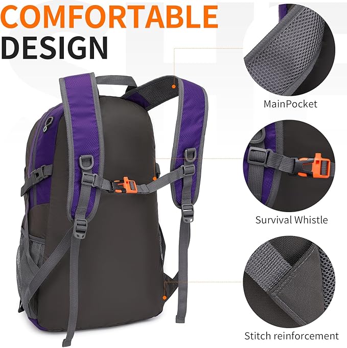 40L Hiking Backpack Lightweight Daypack Waterproof Travel Camping Backpack for Men Women Sport Packable