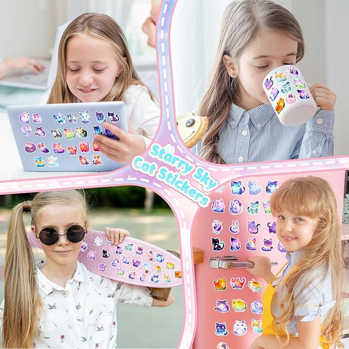 13PCS Unicorn Cat Toys Gifts for Girls 4-6 7 8 9 10 Years Old, Girls Birthday Gifts Set with Light Up Star Pillow DIY Water Bottle Kits, for Daughter Niece Christmas Birthday Baskets for Kids