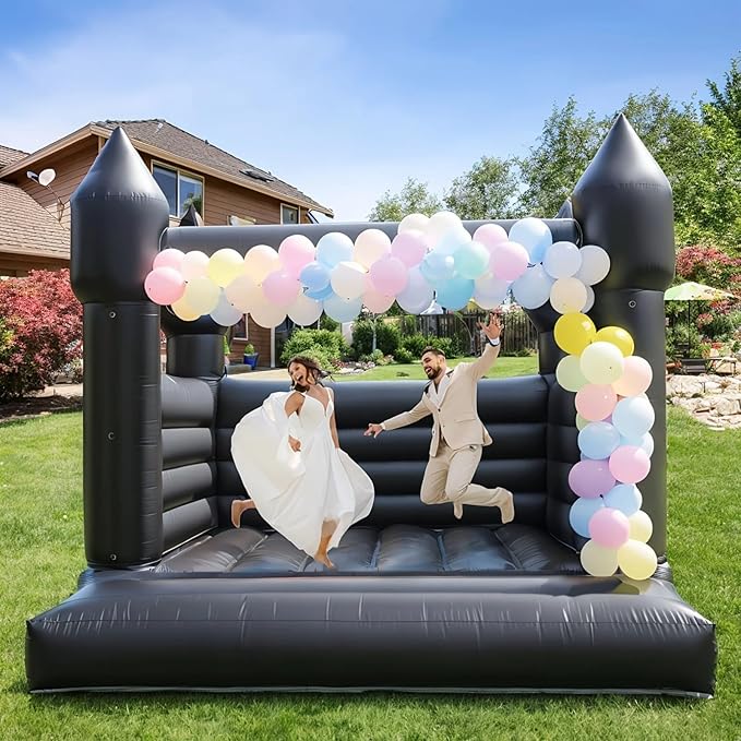 13x13ft Inflatable Halloween Bounce House for Adults & Kids - 100% PVC Commercial-Grade Black Bounce House, Spooky Halloween Theme for Backyard Parties, Halloween Events & Outdoor Gatherings