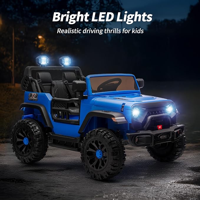 2 Seater Ride on Car Toy, 24V 4WD Electric Car for Kids 4-8 with Remote Control, 4x200W Motors, Capacity 150 lb - Blue