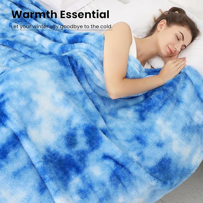 Fleece Throw Blanket Cozy Soft Lightweight Throw Blankets Warm Plush Blue Fall Blankets and Throws Couch Sofa Bed Camping Travel Picnic Outdoor Blanket Bedding Kid Baby Boys Girls Adults 60x80 in