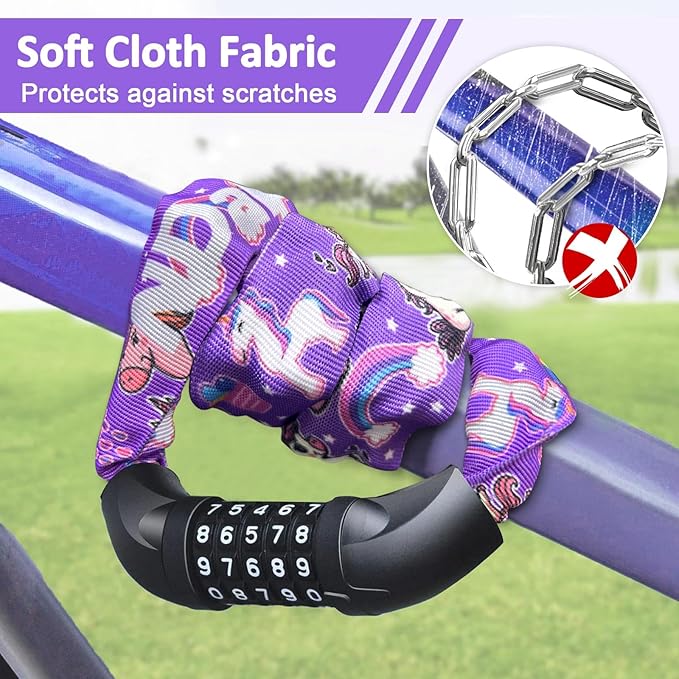 NDakter Bike Chain Lock, 5 Digit Combination Heavy Duty Anti Theft Bicycle Chain Lock,2.62/3.2/4.27/5/6Ft Long Security Resettable Bike Locks for Bike, Bicycle, Scooter, Door, Gate, Fence-4/6mm Thick