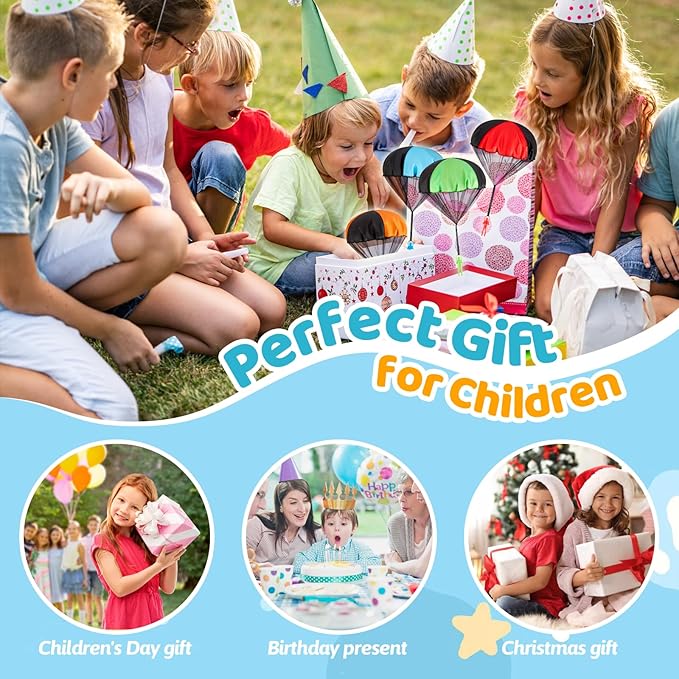 Parachute Toys for Kids 4 Pcs Outdoor Toys for 3 4 5 6 7 8 9 10 11 12 Year Old Boy Birthday Gift Flying Toy for Toddler Coolest Gifts for Teen Boy Girl Men