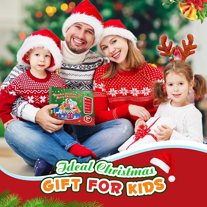 Christmas Kids Gifts Stacking Toys for Kid 3-10 Stocking Stuffers for 4 5 6 7 8 9 10 Year Old Grandkids Girls Boys Wooden Blocks Toy Balance Competition Game Birthday Gift for Kid Ages 5-7