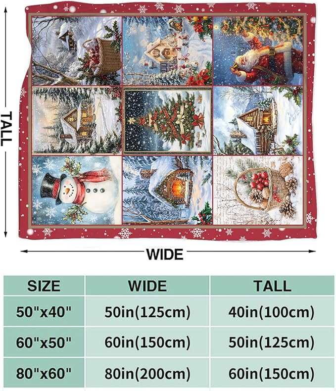 Christmas Snowman Blanket for Women, Snowman Decor Fleece Blanket Gifts for Boys Girls, Warm Cozy Soft Flannel Christmas Stuff for Bed Sofa Couch 60" x 50"