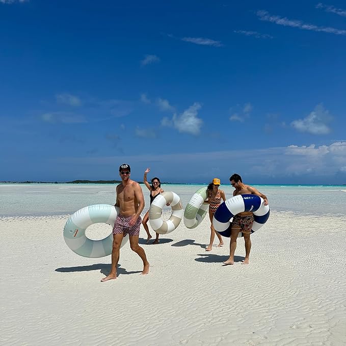 FUNBOY Giant Vintage Stripe Inflatable Tube Pool Float with Cup Holder 48" Large Pool Float for Adults Inner Tube Swimming Pool Toys Swim Rings Pool Lounger Float for Pool Party & Summer