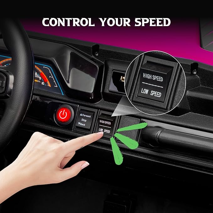 24V 2 Seater Ride on UTV Car, 4WD Ride on Toys for Kids with Remote Control, Shock Absorbers, LED Lights, Music, Off-Road Electric Car for Kids Boys Girls (Pink)