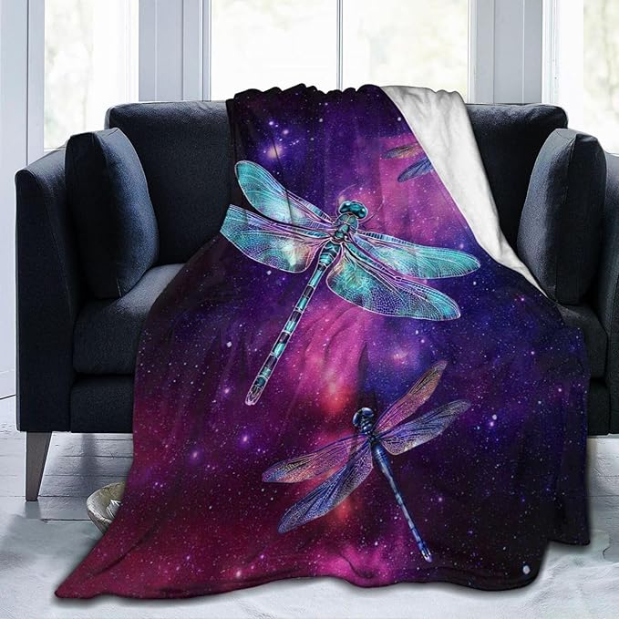 Dragonfly Blanket Gifts for Girls Boys Dragonfly Lovers Throw Blankets Cozy Plush Fleece Flannel Fuzzy for Women Men Decor 60"X50"